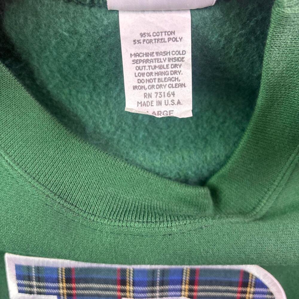 Vintage Boston Sweatshirt Mens L Green Plaid Embroidered USA Made Heavyweight - Picture 4 of 5